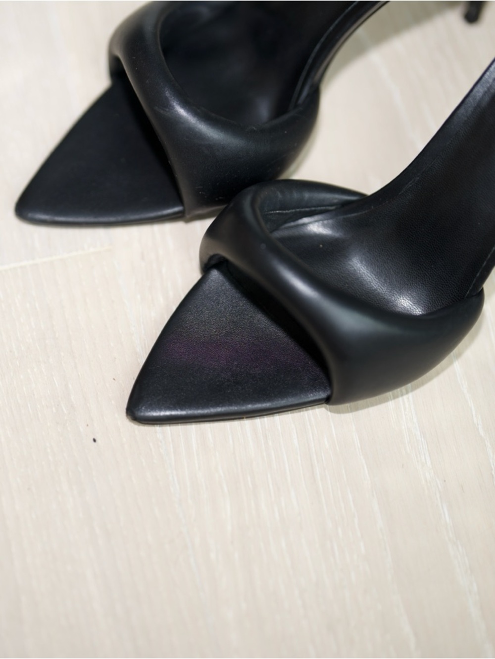 Femme Los Angeles Saint Slipper Black Pointed Toe Stiletto Mule‎ Heels SIZE 38 - Picture 8 of 13